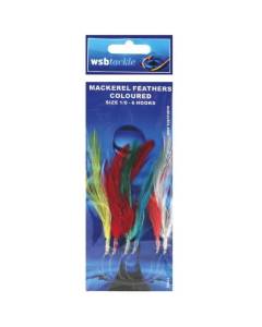 WSB Tackle Coloured Mackerel Feathers - Pack of 6